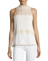 JONATHAN SIMKHAI THREADED TULLE LACE SLEEVELESS TOP,PROD199950348