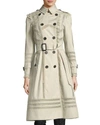BURBERRY LACE-TRIM DOUBLE-BREASTED TRENCHCOAT,PROD201540278