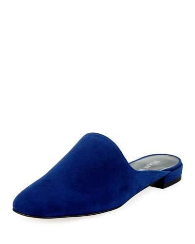 Stuart Weitzman Mulearky Suede Flat Mule In Blue