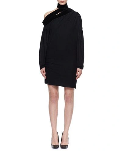 Tom Ford Long-sleeve Sable Jersey Scarf Dress In Black