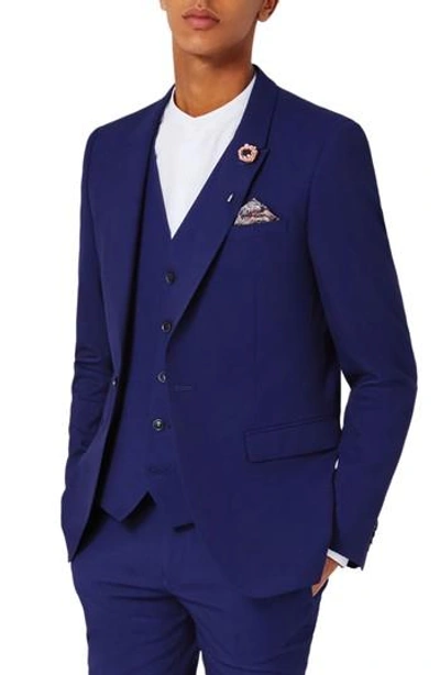 Topman Infinity Ultra Skinny Fit Suit Jacket In Mid Blue