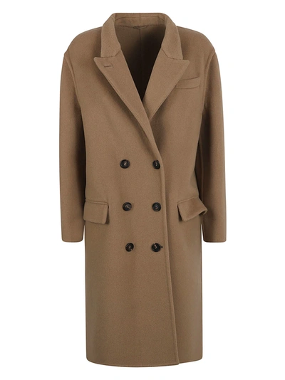 Brunello Cucinelli Double-breasted Wool-blend Coat In Brown