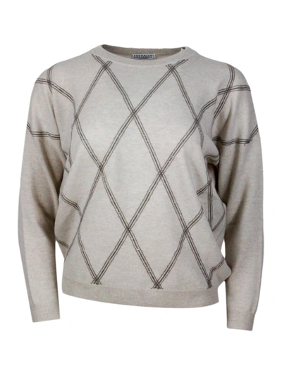 Brunello Cucinelli Wool Blend Crewneck In Beige