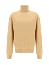 Saint Laurent Fine-knit Slouchy Rollneck Sweater In Camel