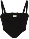 Dolce & Gabbana Black Logo-plaque Cropped Bustier Top In Black