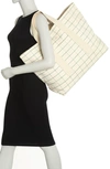 Loeffler Randall Bodie Oversize Open Tote In Green/ Cream Plaid