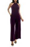 NINA LEONARD NINA LEONARD TWIST HALTER KNIT JUMPSUIT