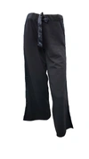 Pj Harlow Kimber Crop French Terry Wide Leg Crop Pant With Satin Stripes In Black In Black