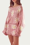 STORIA OVERSIZED RETRO COTTON-BLEND SWEATER IN PINK