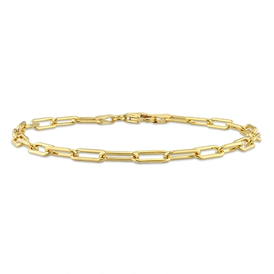 Mimi & Max 3.5mm Polished Paperclip Chain Bracelet In Yellow Plated Sterling Silver - 7.5 In In Gold