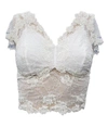 Pj Harlow Grace Lace Hand Beaded Cami With Sleeves In Pearl In Beige