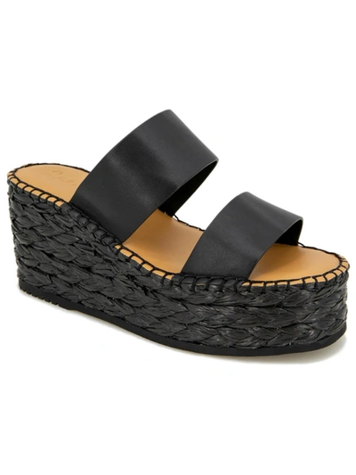 Splendid Linda Womens Leather Slip-on Wedge Sandals In Black