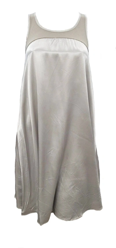 Pj Harlow Lindsay Satin And Rib Nightgown In Clay In Grey