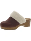 White Mountain Bonus Womens Suede Faux Fur Clogs In Red