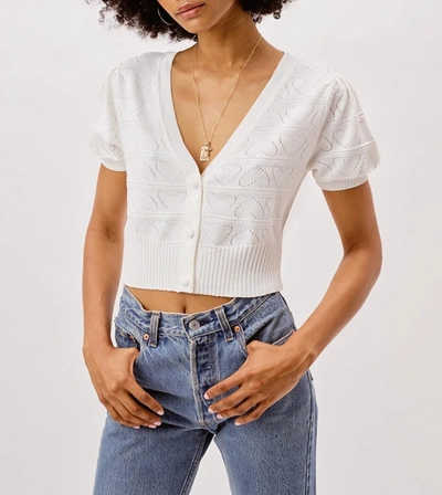 For Love & Lemons Neve Crop Cardigan In White