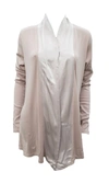 PJ HARLOW SHELBY SATIN TRIMMED ROBE WITH POCKETS IN CLAY