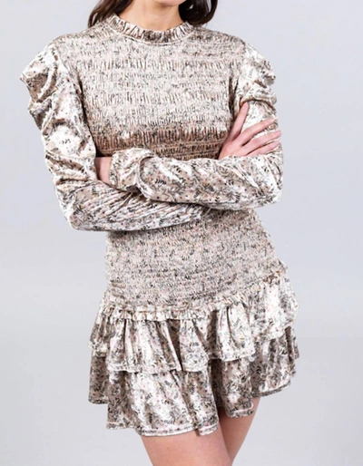 Allison New York Velvet Floral Mini Skirt In Taupe Floral In Brown