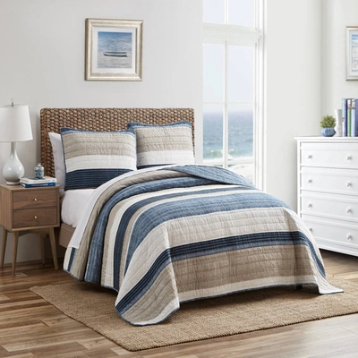 Nautica Ridgeport Blue Cotton Reversible 2 Piece Quilt Set, Twin In Denim