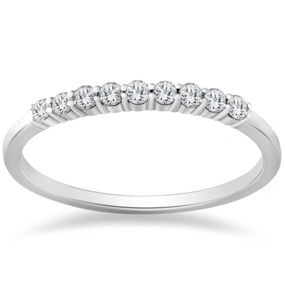 Pompeii3 1/4ct Lab Created Diamond Wedding Stackable Ring 14k White Gold In Silver