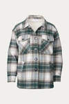 Urban Daizy Checked Sherpa-lined Shacket In Teal Blue In Blue