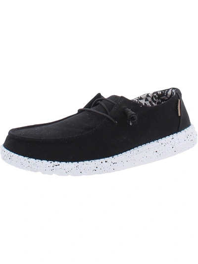 Hey Dude Women's Wendy Slub Canvas Casual Moccasin Sneakers From Finish Line In Black/white