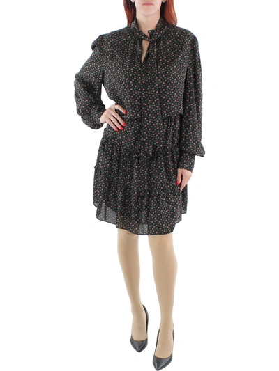 Lauren Ralph Lauren George Womens Floral Tiered Fit & Flare Dress In Black