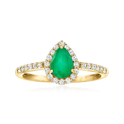 Ross-simons Emerald And . Diamond Ring In 18kt Gold In Green