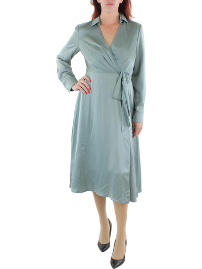 Lauren Ralph Lauren Womens Charmeuse Long Sleeves Midi Dress In Multi