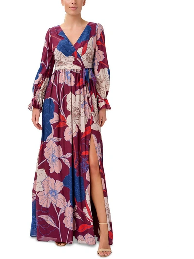 Adrianna Papell Womens Chiffon Floral Maxi Dress In Multi