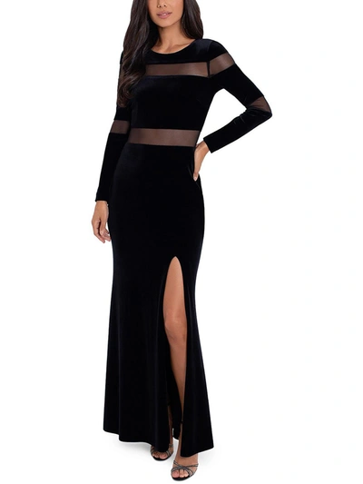 B & A By Betsy And Adam Womens Velvet Long Evening Dress In Black