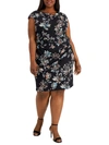 CONNECTED APPAREL PLUS WOMENS FLORAL KNEE SHEATH DRESS