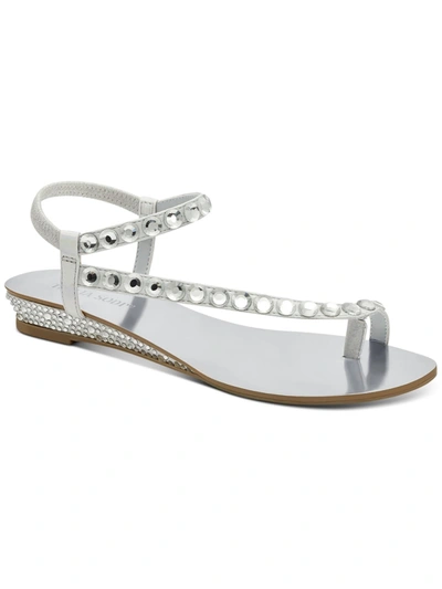 Thalia Sodi Izabel Womens Open Toe Slip On Wedge Sandals In Silver