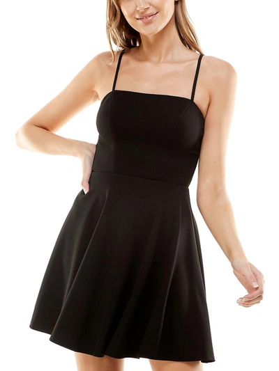 B Darlin Juniors Womens Sleeveless Mini Fit & Flare Dress In Black
