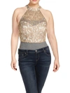 TLC SAY YES TO THE PROM PLUS WOMENS EMBROIDERED GLITTER CROP TOP