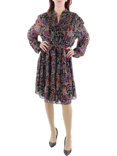 Lauren Ralph Lauren Plus Womens Chiffon Floral Fit & Flare Dress In Multi