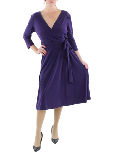 Lauren Ralph Lauren Womens Surplice Calf Midi Dress In Purple