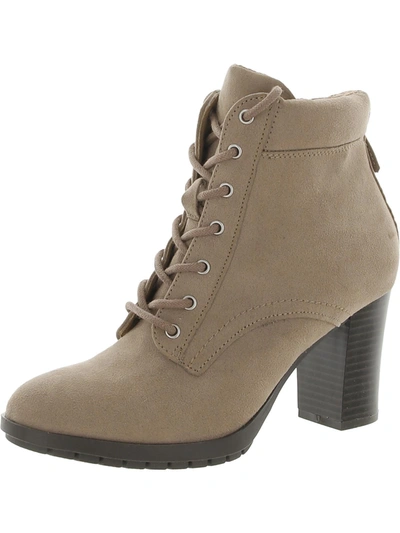 Style & Co Lucillee Womens Zipper Faux Leather Booties In Beige