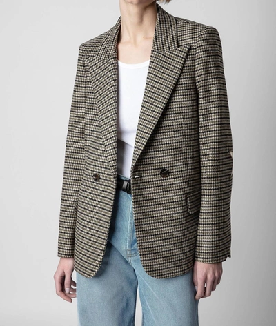 Zadig & Voltaire Star-patch Double-breasted Blazer In Pickle