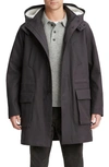 VINCE COTTON PARKA WITH REMOVABLE FAUX SHEARLING HOOD