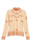 Marine Serre Henna Print Long Sleeved Second Skin Top In Pink