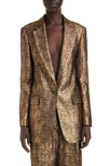 Dries Van Noten Blanchet One-button Metallic Blazer In Gold 954