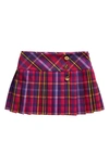 Versace Multicolour Tartan-pattern Pleated Skirt In 6p890 Fuxia Viola Giallo