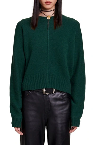 Maje Reversible Cashmere Jumper For Fall/winter In Bottle Green /