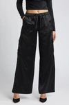 OPEN EDIT SATIN CARGO PANTS