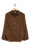 Vince Tipped Silk Button-up Shirt In Clove