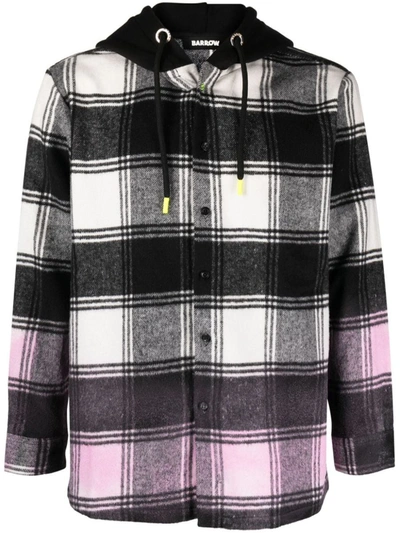 Barrow Flannel Shirt With Hood And Checked Pattern In Black
