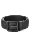 Montblanc Leather Patterned Belt In Black