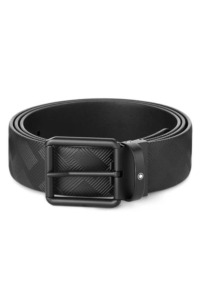 Montblanc Leather Patterned Belt In Black