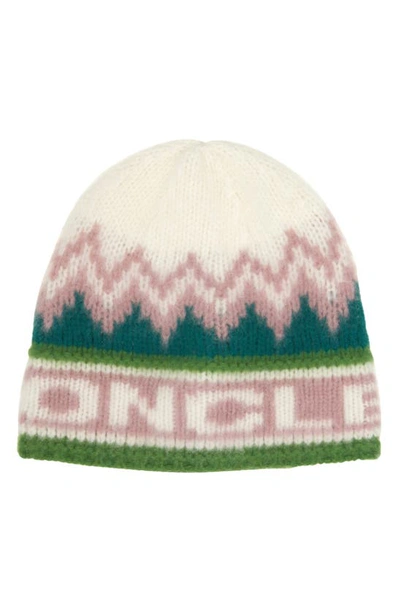Moncler Logo Intarsia Knit Wool Beanie In Multicolour