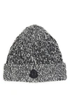 Moncler Creativo Logo Patch Wool Blend Beanie In Grey